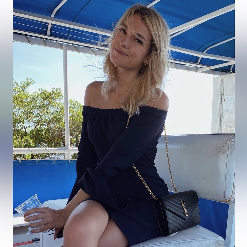 Off-Shoulder Navy Dress